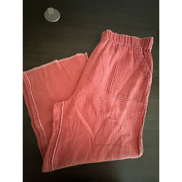 Natalie And Me Linen Blend Capri Womens Peach PM Lounge Comfort Vacation Summer - Picture 6 of 8